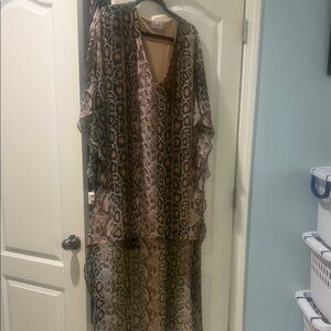 Adrienne Multi-Color Snake Print Midi Dress